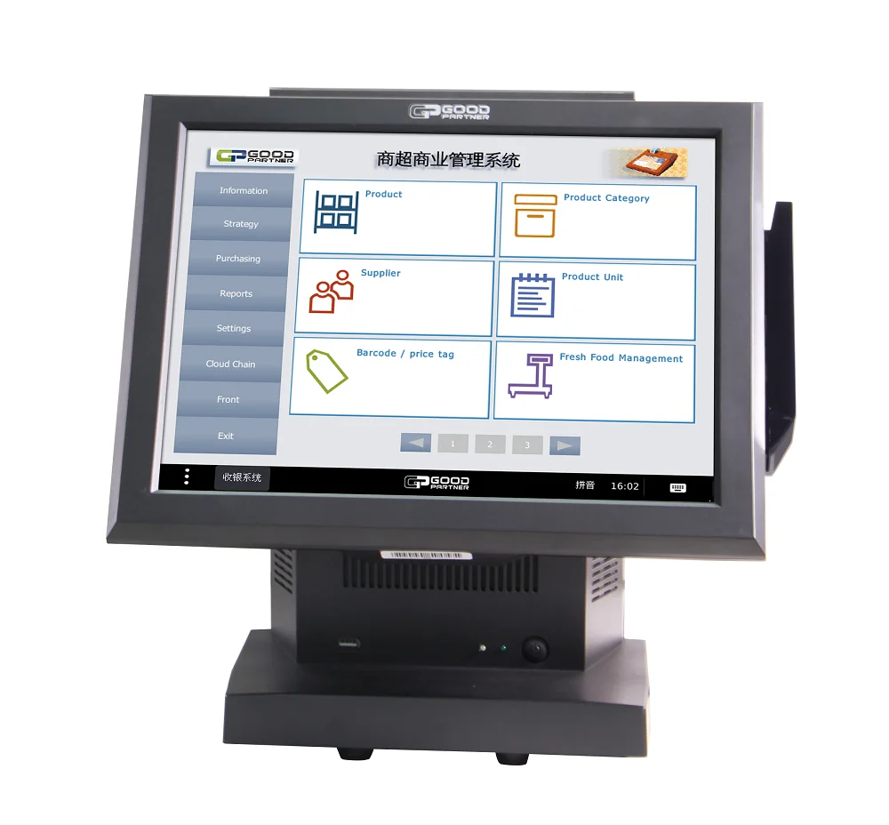 

GOOD PARTNER HDD-580 Cheap Touch Screen Pos System Dual Screen Cash Register Terminal Machine All In One