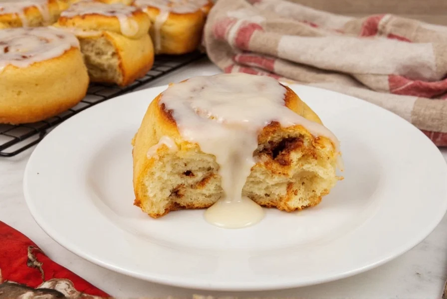 Step-by-step process of making cinnamon glaze for cinnamon rolls showing ingredients being mixed in a glass bowl