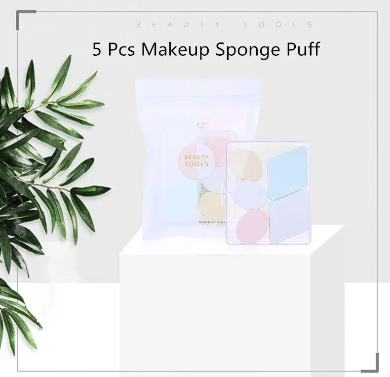 

HZM 5 Pcs factory wholesale foundation powder soft makeup sponge puff beauty tool latex free Diamond Oval Shape with Box Pack, Customized