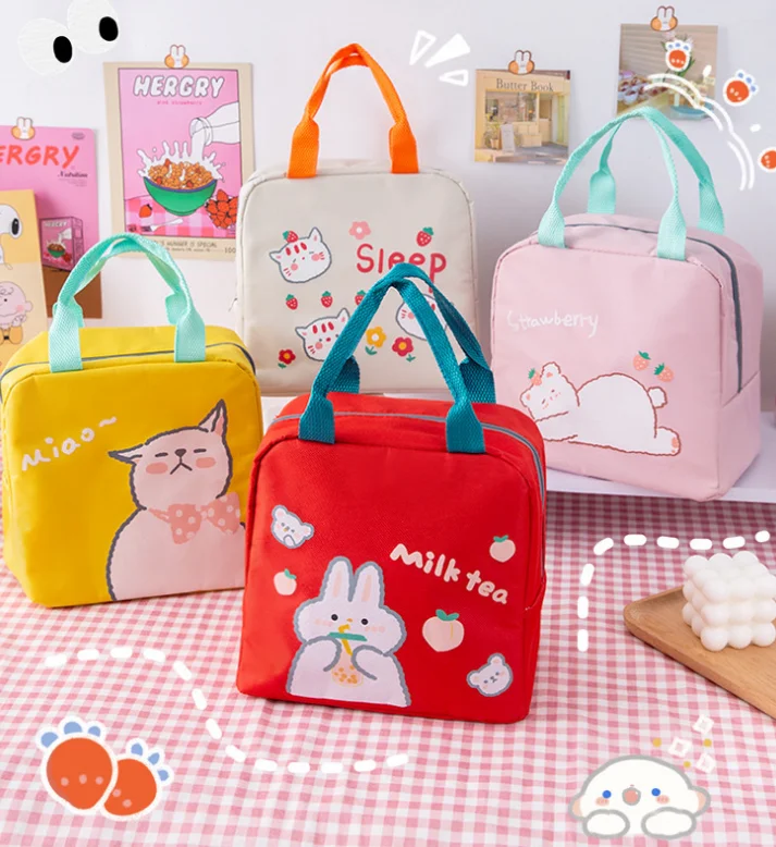 

New cartoon zipper insulated thermal large capacity bag aluminum film thickening portable lunch bag for kids, Customized color