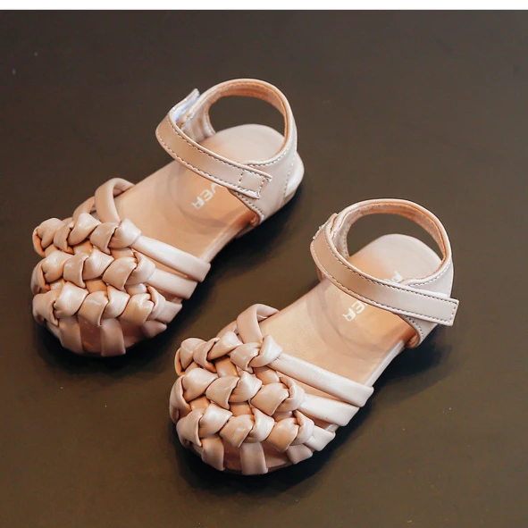 

F40533A summer leather shoes half sandal wrap head breathable children's casual shoes kids shoes, As picture