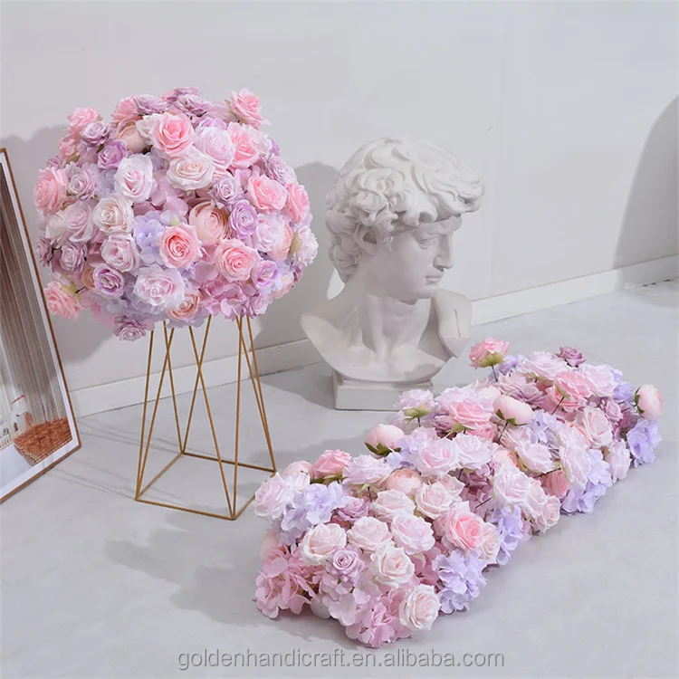 

QSLH-SY0305 New design 2023 wedding Table Centerpieces handmade flower Ball white pink rose flower ball for wedding supply