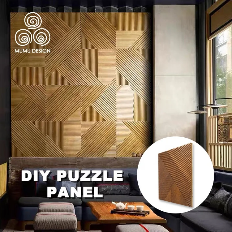 

MUMU Modern Art Durable 3D Waved Oak Veneer Wooden Cladding Building Boards Wood Slat Wall Panels