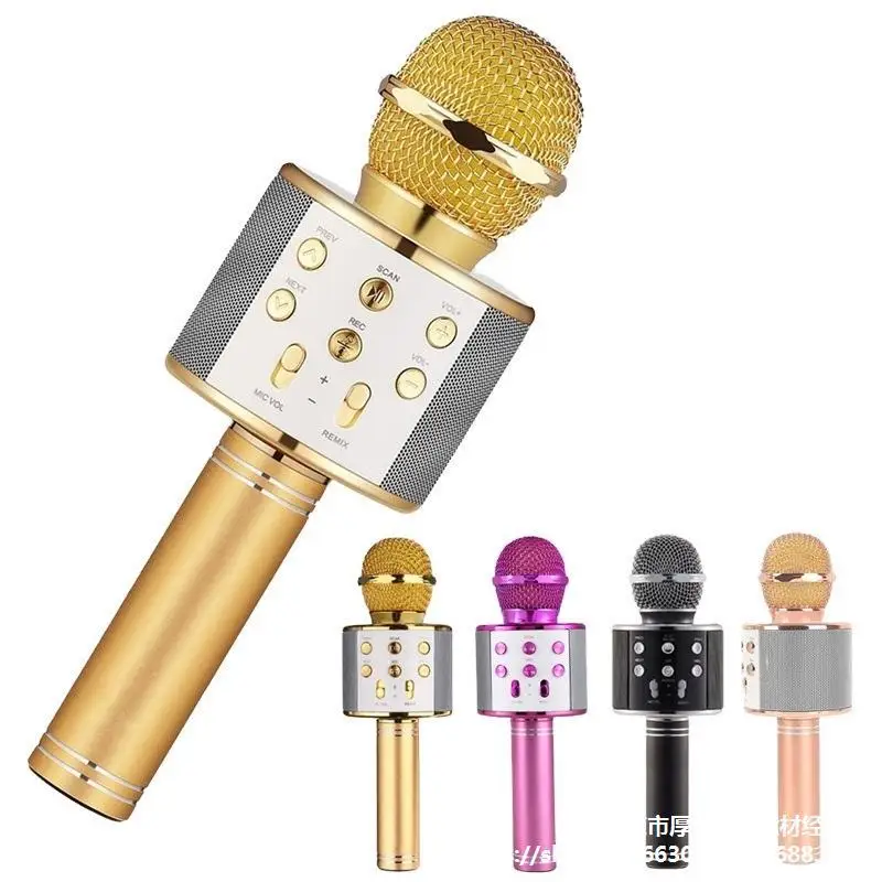 

Yaika Wireless Kids Karaoke Microphone with Speaker Portable Handheld Karaoke Player for Home Party KTV Music Singing Playing, Black gold pink blue rose red