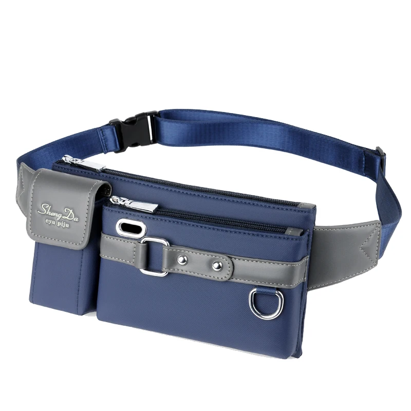 

Chinese high quality leather Waterproof waist bag fanny pack zipper for Men Sports Chest Belt Bag