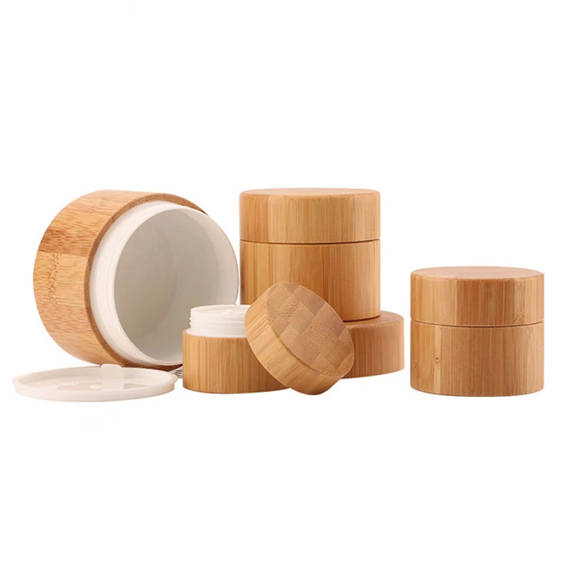 

Bamboo Cream Jar Plastic Cream Jar Eco-Friendly 30ML PP Plastic Inner Cosmetic Bamboo Cream Jar, Natural bamboo color