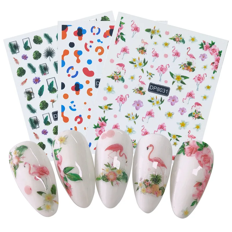 

Colorful Summer Nail Decals 3D Self-Adhesive Flower Fruit Nail Art Stickers For Women Kids