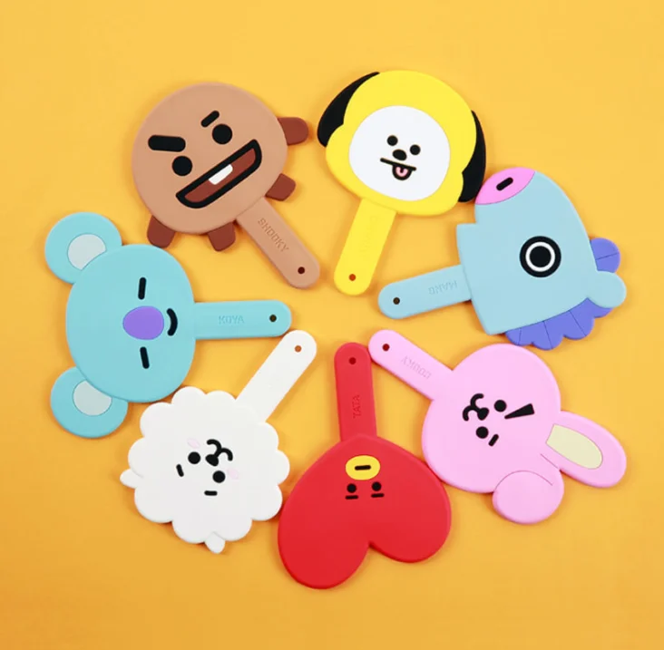 

Hot Sale Animal Shape Pocket Makeup Mirror Silicone PVC Rubber Hand Cosmetic Mirror for Girl, As pics