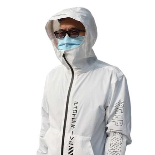

2021 New Design Lightweight Unisex Hooded Windbreaker Jacket Attach A Face Mask