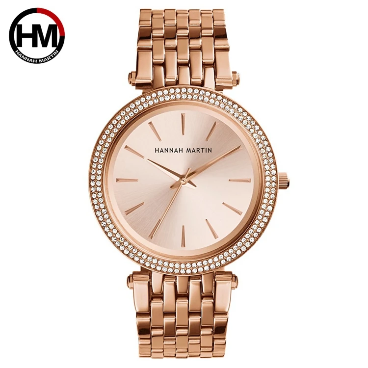 

HANNAH MARTIN 1185 Trendy Quality Minimalist Women's Watches Stainless Steel Analog Quartz Wrist Watch For Ladies, As picture