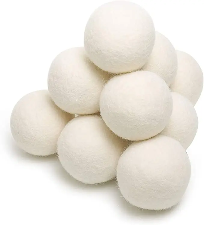 

Felted wool balls softener reusable saves drying new Zealand wool dryer laundry ball, Nature white
