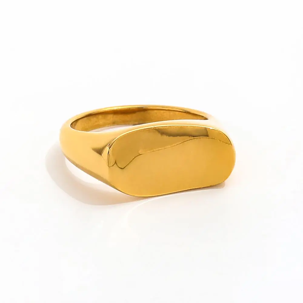 High End 18K Gold Plated Stainless Steel  Irregular Concave Surface Ring with Chunky Design Trendy Jewelry Women Gifts Parties