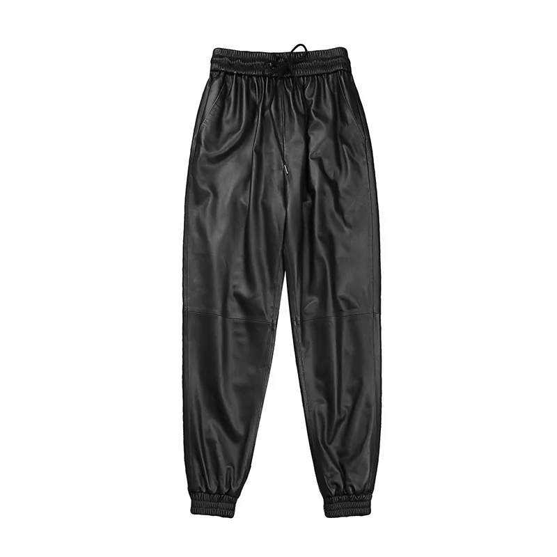 

New Arrival Lambskin Leather Trousers Women Sexy High Waist Genuine Sheepskin Leather Pants, Customized colors