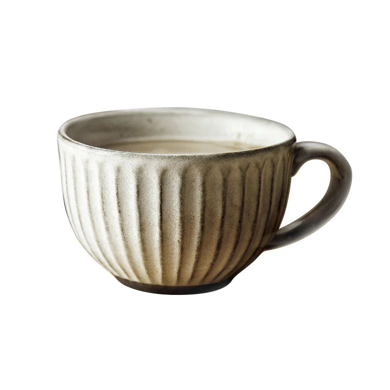 

Japanese Stoneware Latte Coffee Cup, Black/white mug