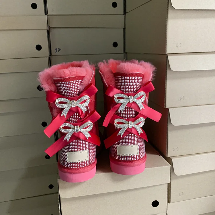 

Wholesale products genuine sheepskin sheepskin snow boots women shoes women winter snow boot bowknot