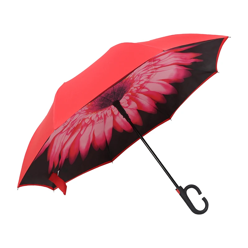 

Ok Umbrella Wholesale Custom C Handle Automatic Car Outdoor Double Layer Folding Reverse Inverted Umbrella