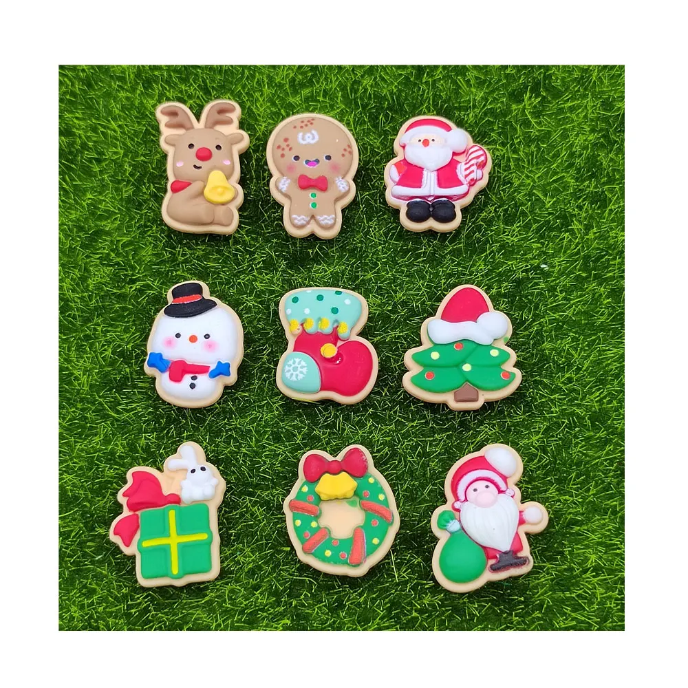 

100Pcs Flat back Christmas Cookies Snowman Resin Cabochon Biscuits Phone Decoration Crafts DIY Scrapbooking 20*25mm