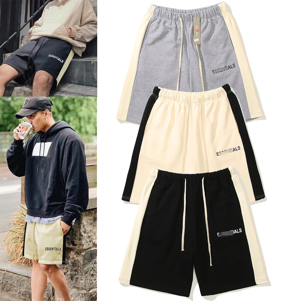 

Wholesale Custom High Quality side stripe street wear Plus Size vintage sweatshorts men streetwear shorts, Black