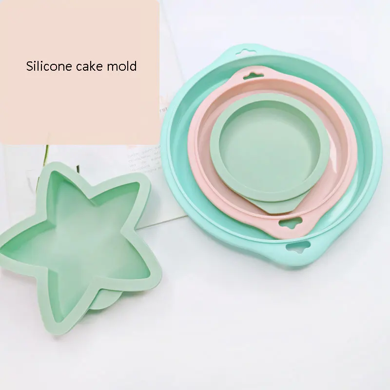 

GC Round Star Silicone Cake baking pan set Layered Chiffon tray mould moldes de silicona para reposteria, Green