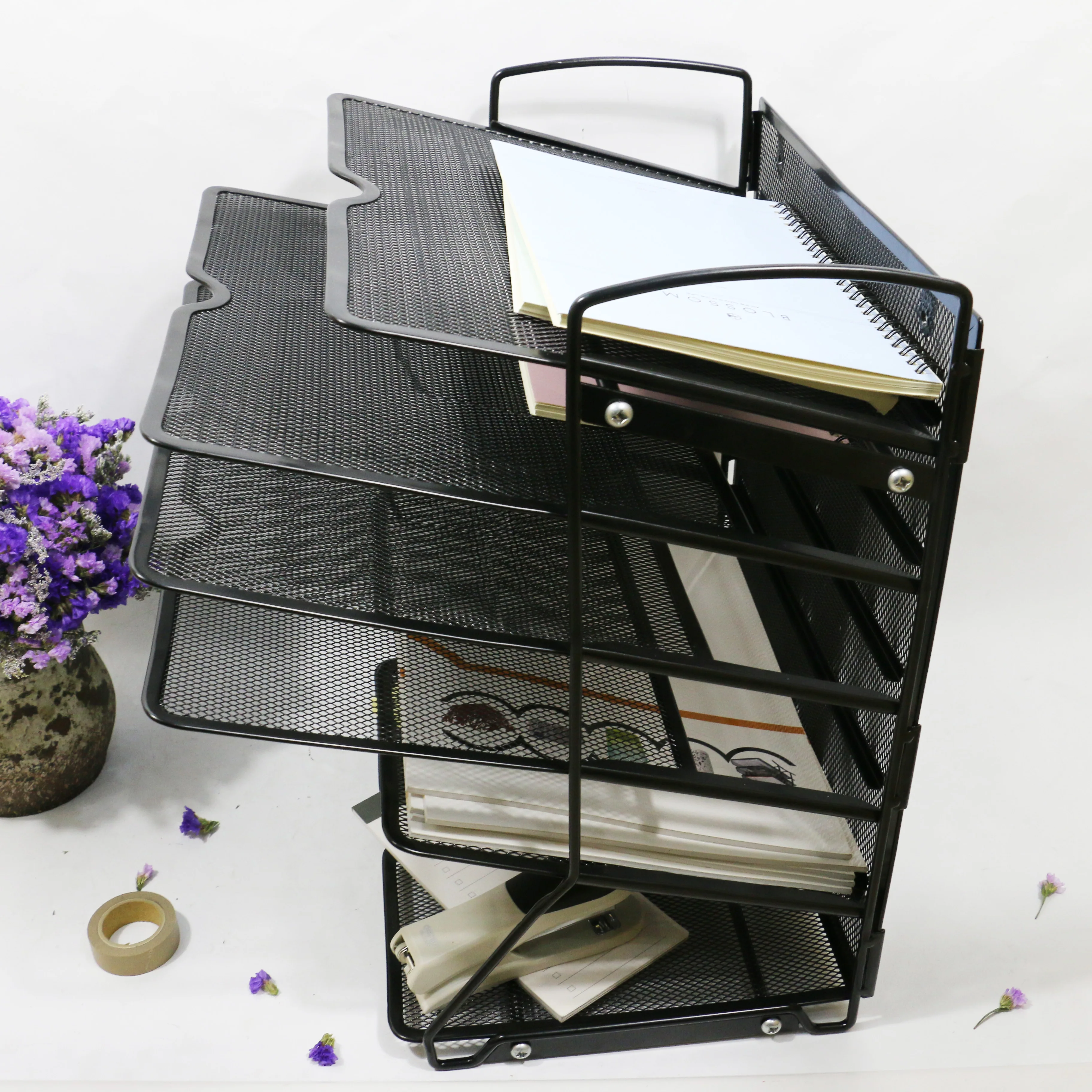 Metal Rack Accordion Desk Step Pocket All Office Hanging File Organizer ...