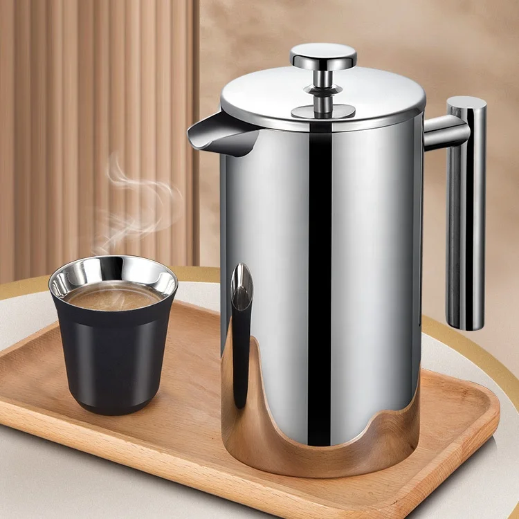 

2022 New Arrivals Wholesalers 1000ml Double Wall 304 Stainless Steel French Press Coffee Maker