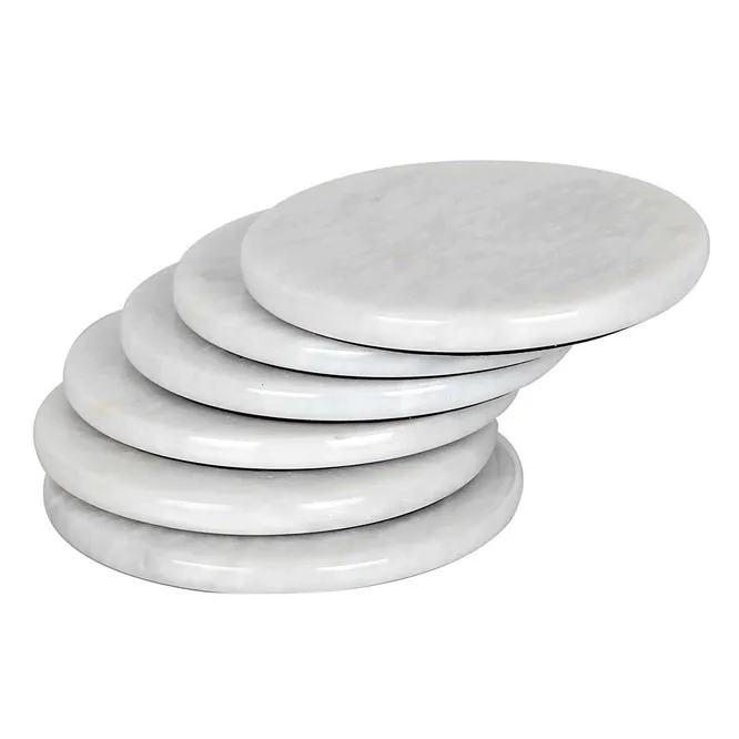 

Wholesale Cup Decorative Best Selling New Design Luxury Custom Set of 6 Round White Polished Carrara Marble Stone Coasters