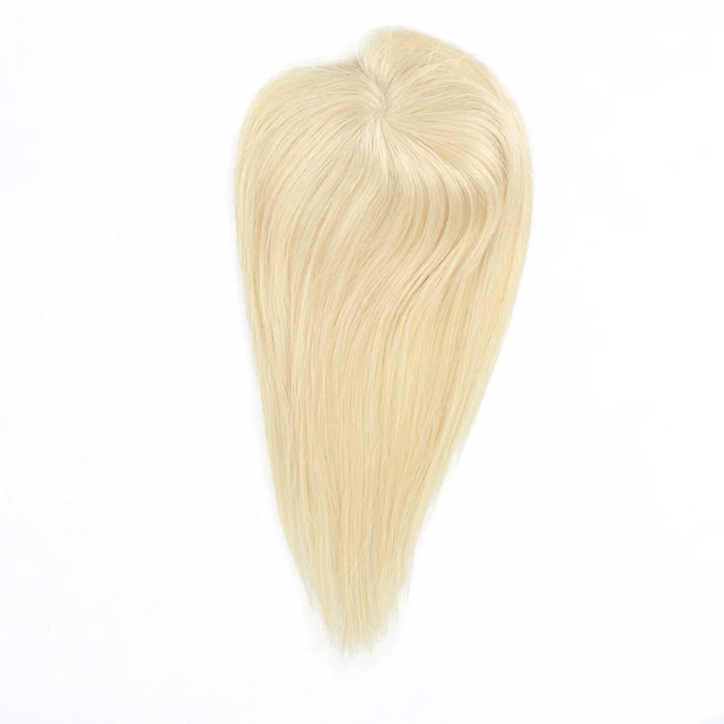 

5*10 cm Cheap Wholesale 10"-20" Silk Base Blonde Women Toupee Hairpieces Natural Hairline Clip in Topper Human Hair with Clips