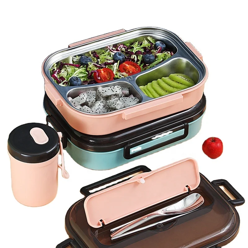 

Custom Logo Leak proof carriers kids 304 insulated stainless steel lunch box Food Container Snack Storage Box, Blue / pink