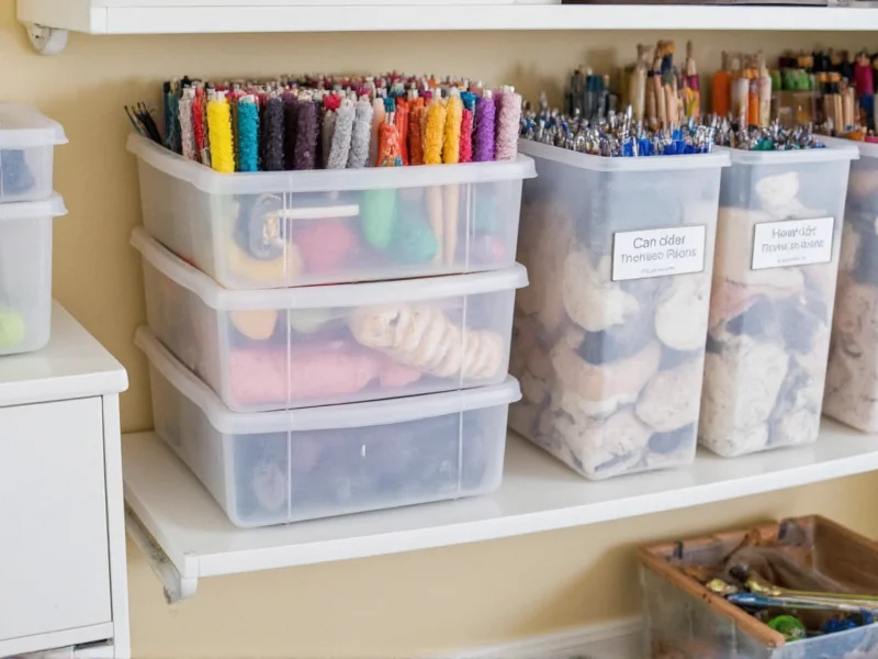 Craft room maintenance system with labeled storage