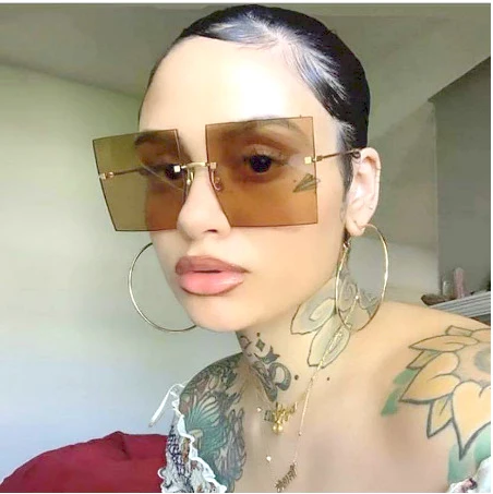 

Hot Selling Oversize Lens Rimless Fashion Style Sunglasses