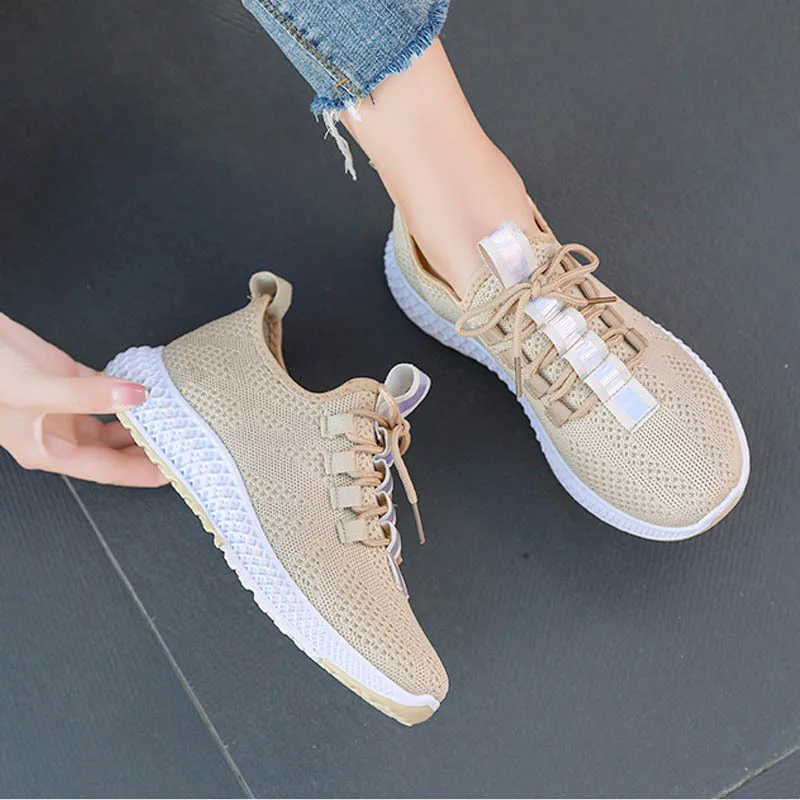 

online shopping fashion sneakers with knitting fabric and air sport shoes for women, 3 colors