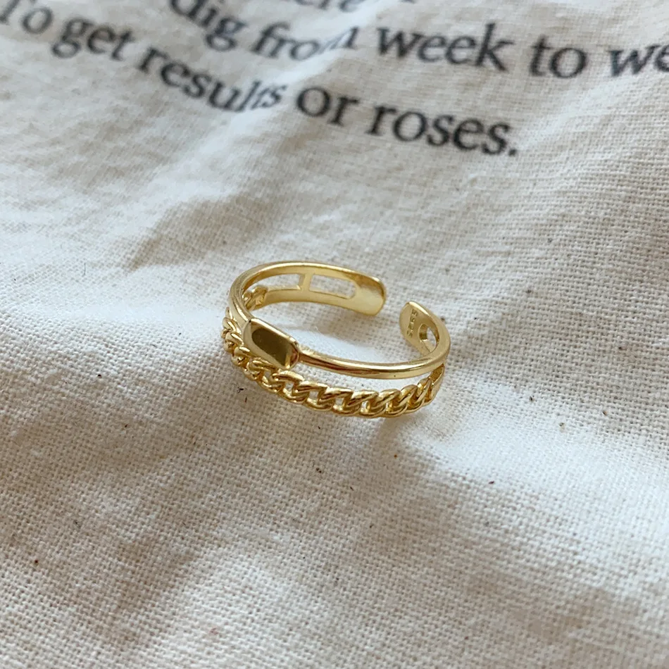 

VIANRLA 925 sterling silver 18k gold plated double layer rings minimalist jewelry