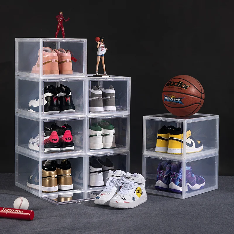 

Transparent Eco Friendly Plastic Sneaker Storage Shoe Box Foldable Clear Shoes Case Shoebox Organizer, Customized color