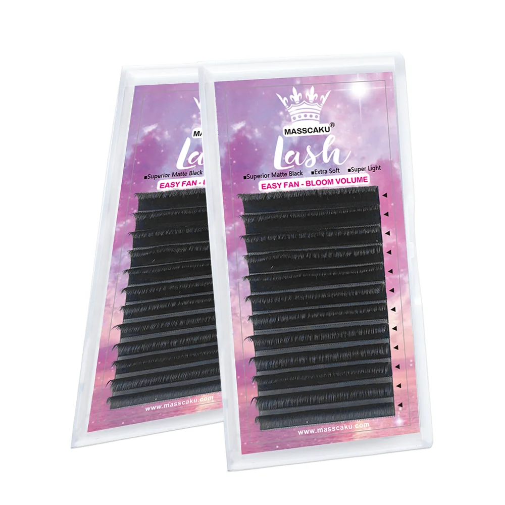 

MASSCAKU Top quality Easy Fan Eyelashes Vendor mega volume fast fan eyelashes extension, Black