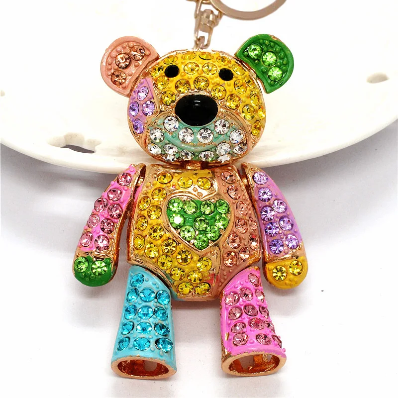 

Llavero Fashion Rhinestone Crystal Bear Key Chains Cute Bling Metal Animal Shape Keychains For Women Gifts