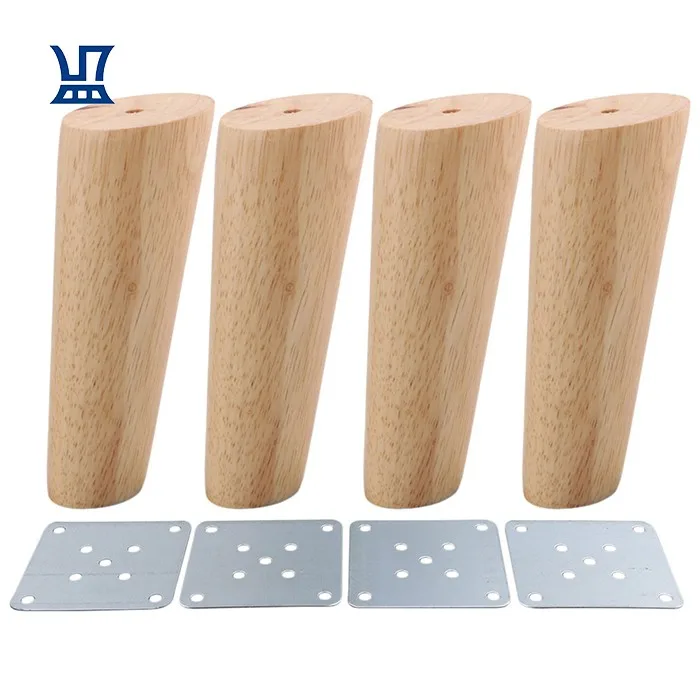 

BQLZR Hot selling Customized Round Oblique Tapered Natural Solid Wood Sofa Legs for Furniture Bed Cabinet Feet, Natural color