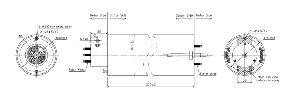 Multi Axis Simulator Slip Ring IP44 64 Circuits 2A SC Connector