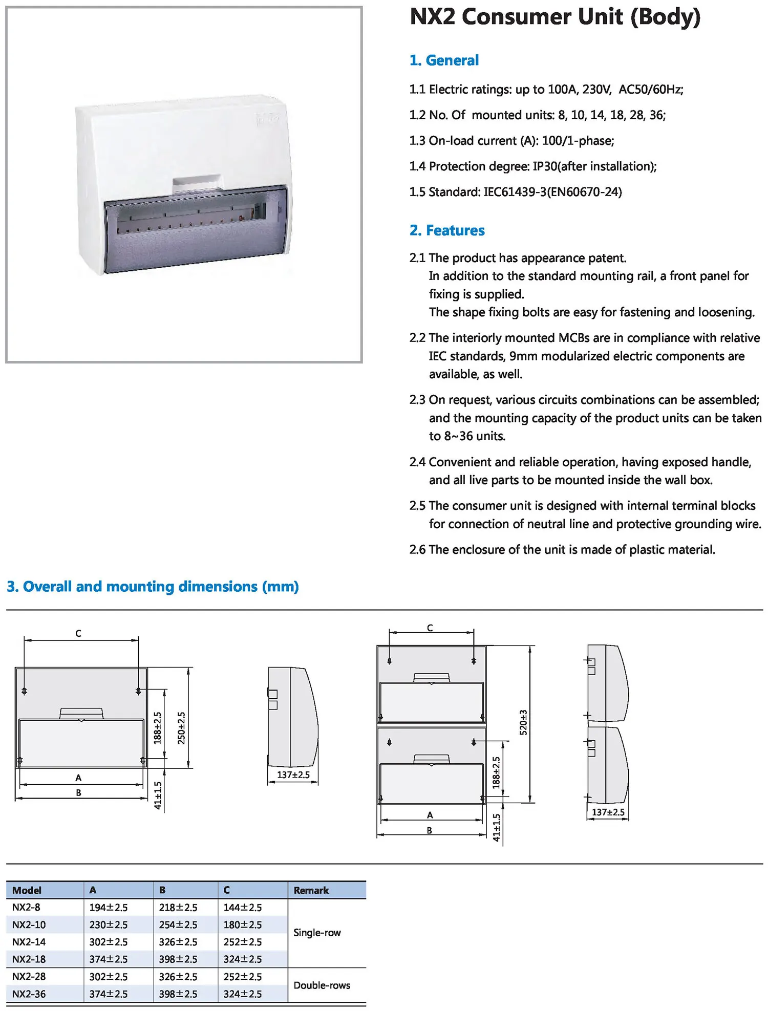 Chint original NX2 Distribution Box 8 10 14 18 28 36 ways Circuit Breaker Chnt MCB Mini Circuit Breaker Consumer Unit