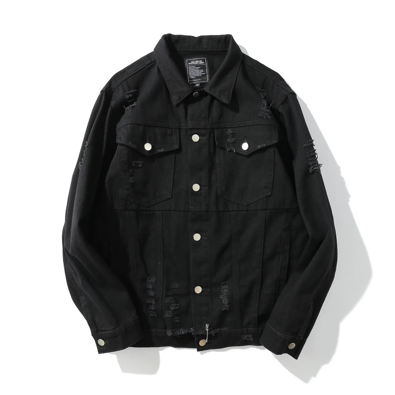 

Cheap Price Fashion Black Denim Jacket For Men Men Casual Denim Jacket Black Denim Jean Jacket, As picture show