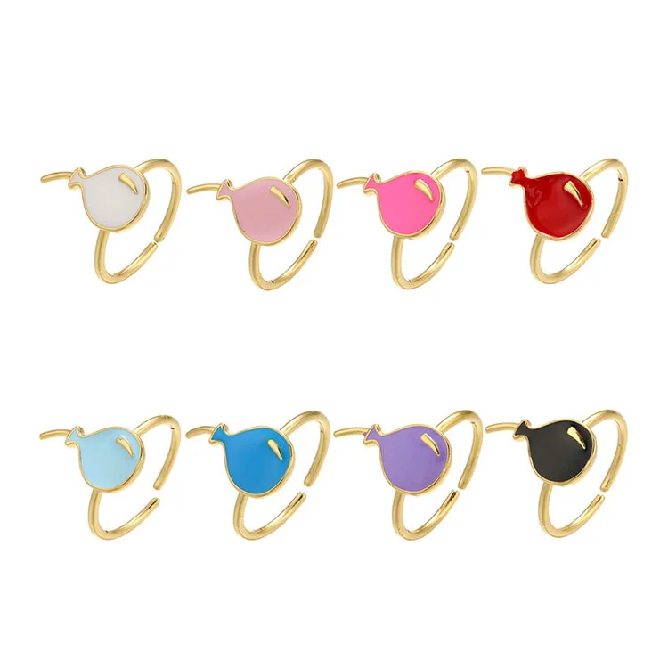 

RA1044 Enamel Rainbow Colored Brass Metal Balloon Rings for Ladies