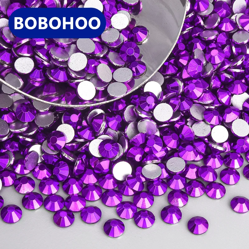BOBOHOO Factory Direct High Quality Glass Crystal Mine Series Non Hotfix Rhinestones Wholesale for Garments Accessories T-shirt