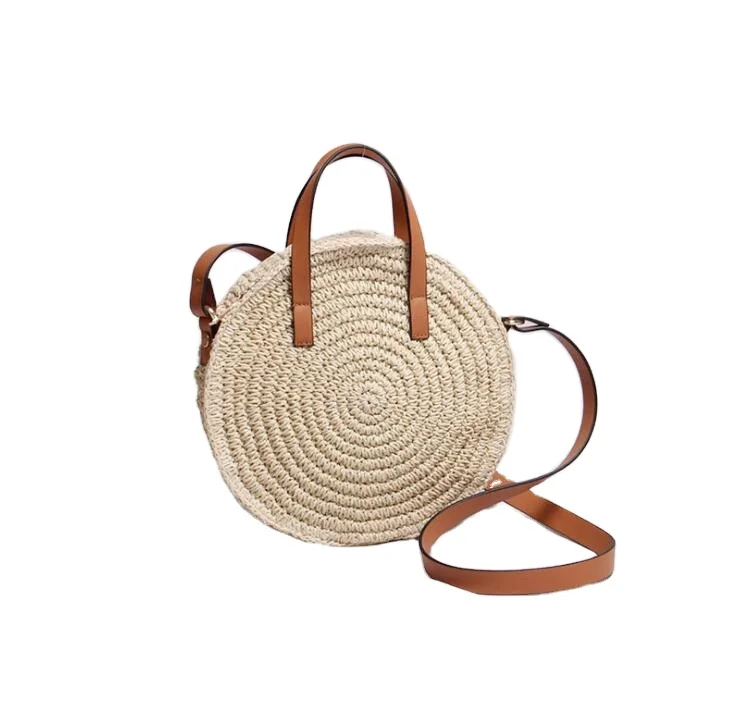 

Many stock manufactory Fashion Recycled Summer Beach Straw paper round Hand Bags