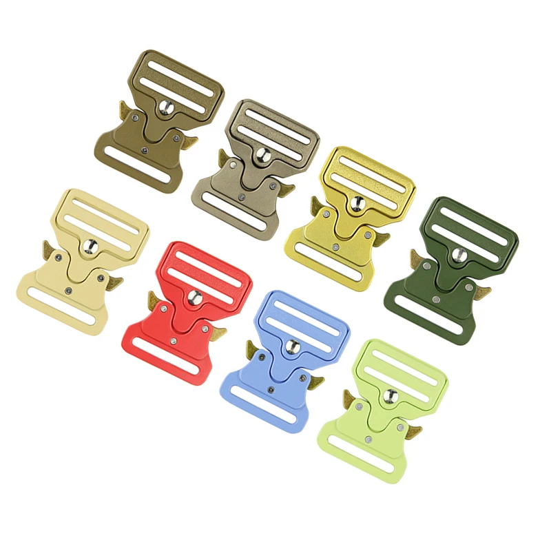 

MeeTee YK411 39mm Colorful Tactical Buckle Outdoor Webbing Bag Strap Side Clip Hook Adjustment Safety Release Belt Buckles, Blue, green,red,gold