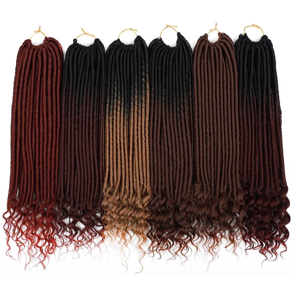 

Wholesale Goddess Faux Dreads Locs Crochet Braids Soft Natural Synthetic Hair Extension, 21 color aviable