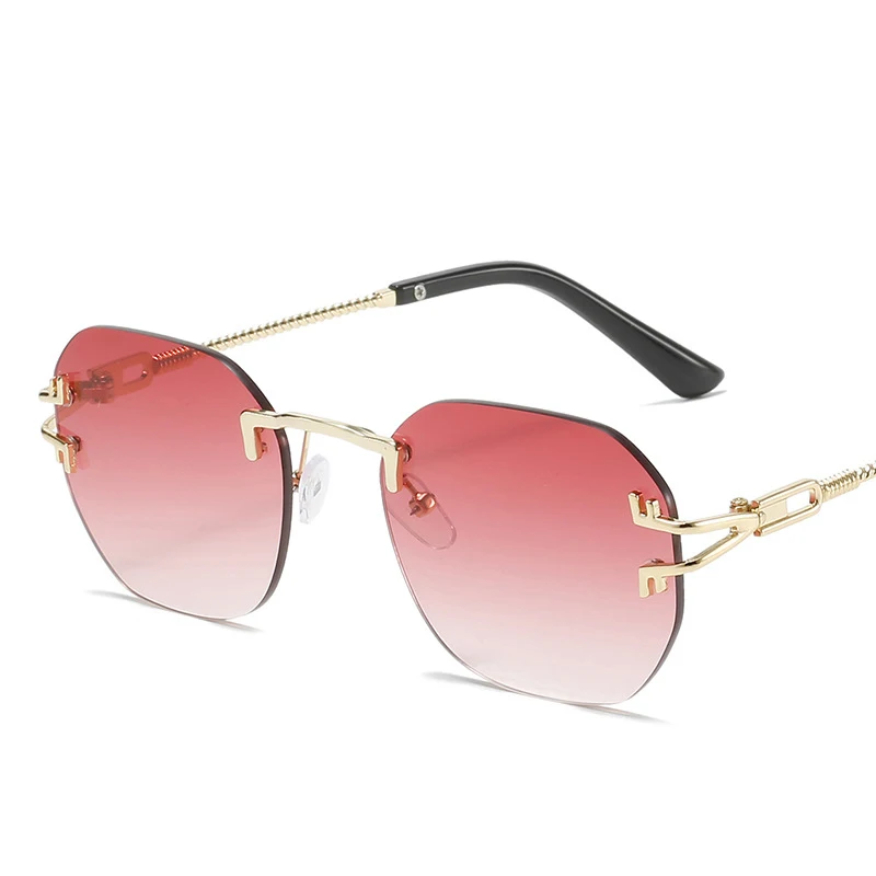 

factory wholesale trendy brand designer square rimless sun glasses gradient colorful lens sunglasses custom logo