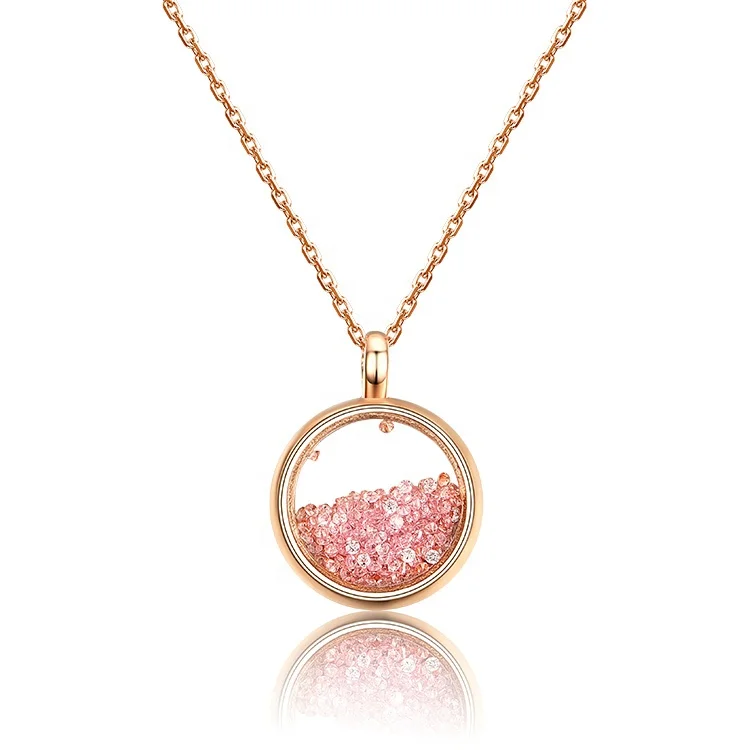 

OEM&ODM VANA Jewelry Drift Sand Cubic ZIrconia Designer jewelry Plata 925 Silver Pink Pendant Necklace