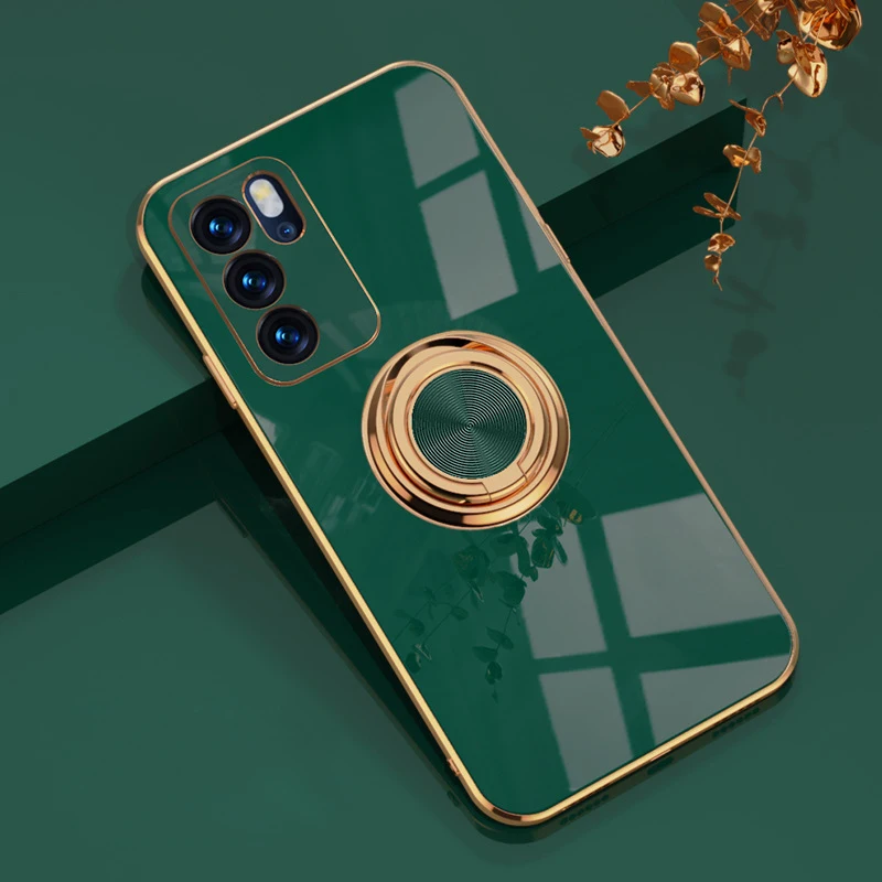 

Lovely Magnetic Car Candy Fundas Ring Stand Soft Silicone Back Cover For Oppo Reno 3 4 5 6 Find X3 Pro Electroplating Case, As web shows