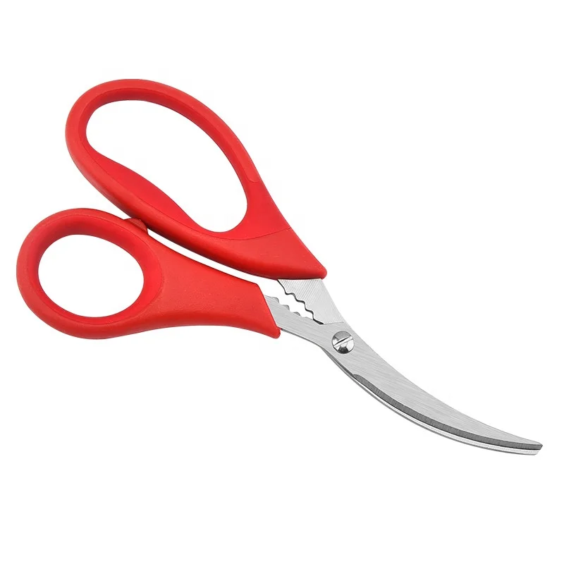 

Multifunctional kitchen stainless steel multi shear shrimp poultry seafood scissors, Red,black white,black orange,black red