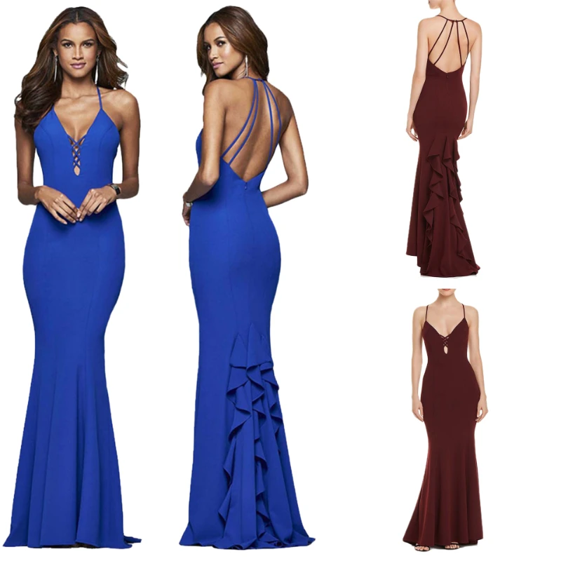 

Candice V neck wrap velvet wedding banquet split sahes belt elegant bridesmaid wholesale sexy gown evening dresses