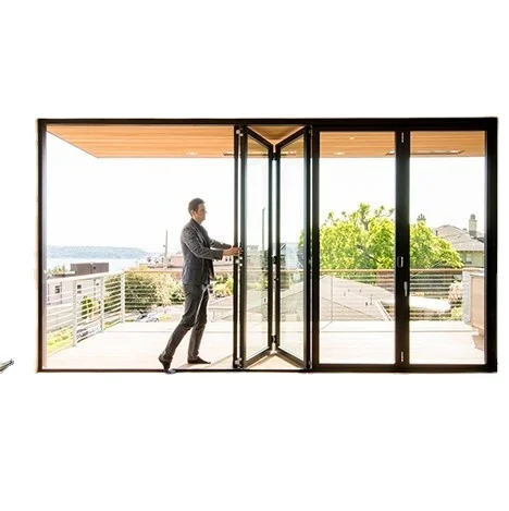 

Hot Sale High Quality Patio Bifold Door Aluminum Folding Glass Foldable Security Graphic Design Modern Aluminum Alloy Villa A011